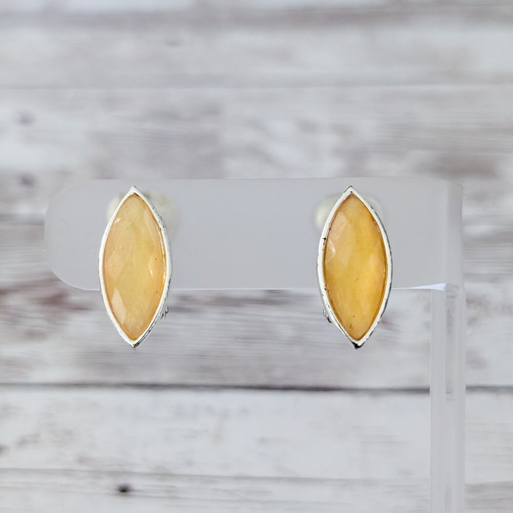 Vintage Clip On Earrings Faceted Yellow with Halo - Fair Condition